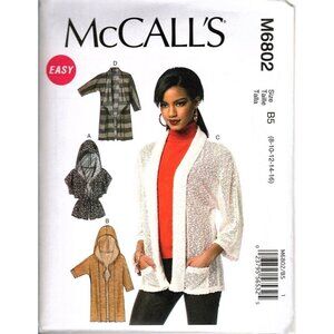 McCall's M6802 Misses 8 to 16 Hooded Cardigan Jacket Sewing Pattern New